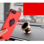 Wholesale iPhone X (Ten) 360 Neon Rotating Ring Stand Hybrid Case with Metal Plate (Red)